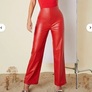 SHEIN High Waist Wide Leg PU Leather Pants